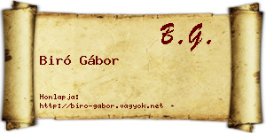 Biró Gábor névjegykártya